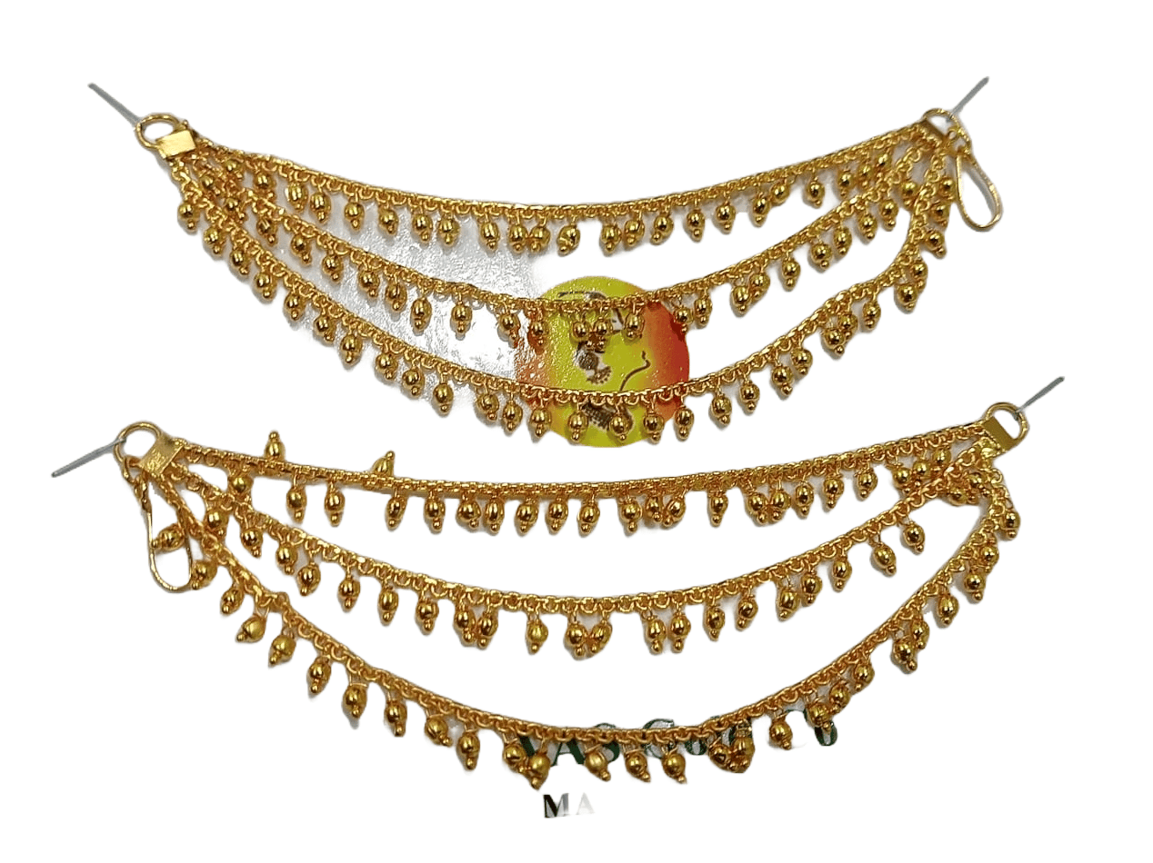 Gold Plated Traditional Indian Bollywood Ear Chain for Women