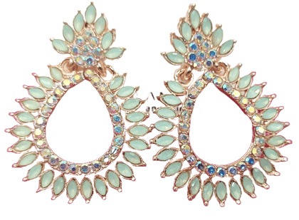 Mint Green Rhinestone Chandelier Earrings