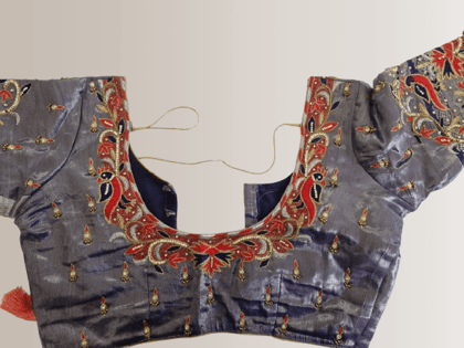 Aari work blouse with intricate peacock embroidery Aari work blouse with intricate peacock embroidery