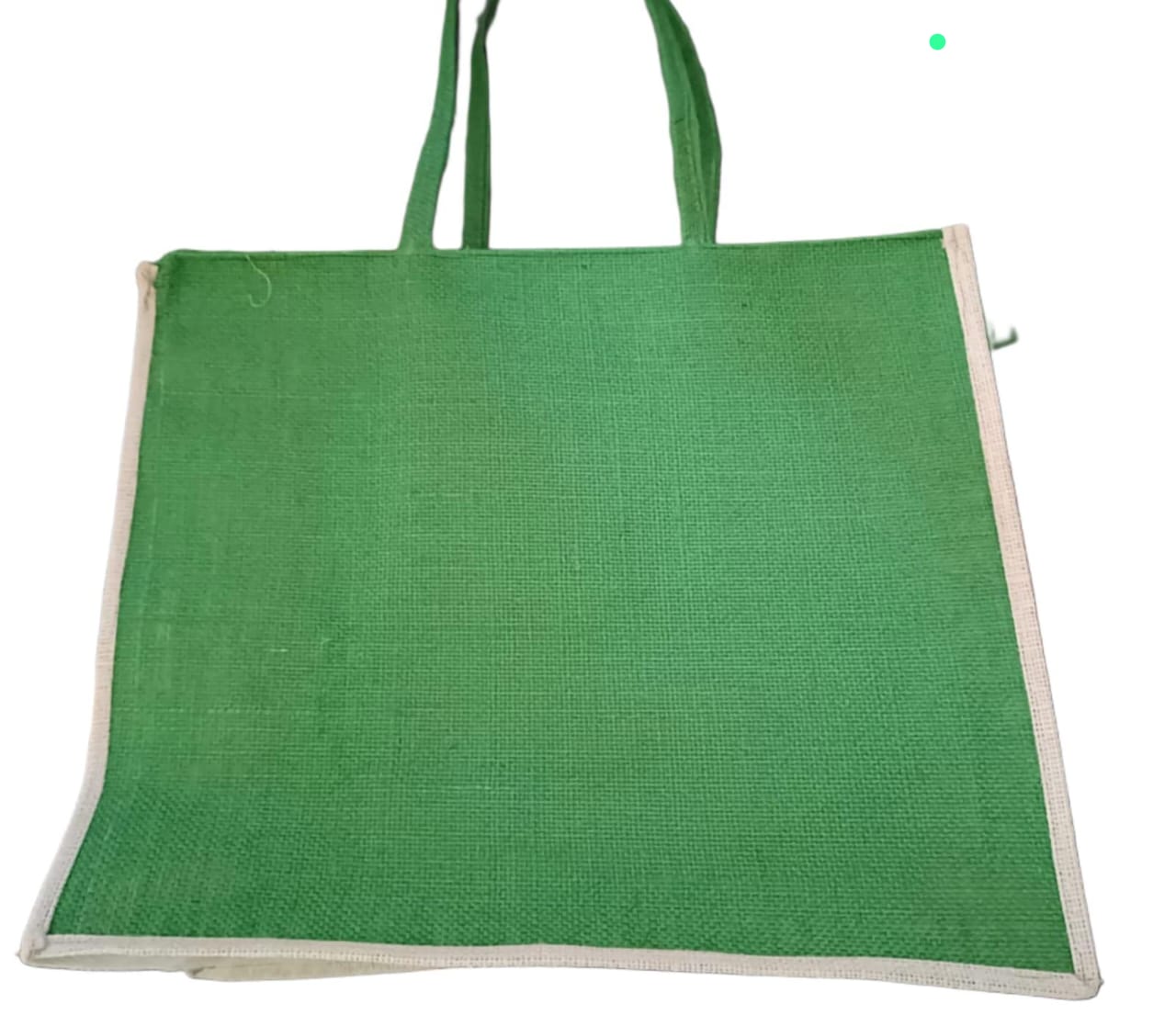 Green Jute Tote Bag with Reinforced Stitching and Double Handles