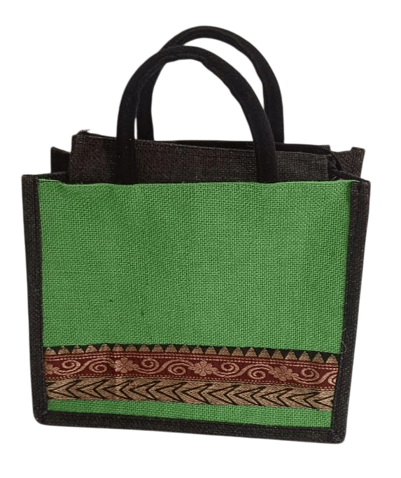 NLR RURALGreen Jute Bag with Brown Trim