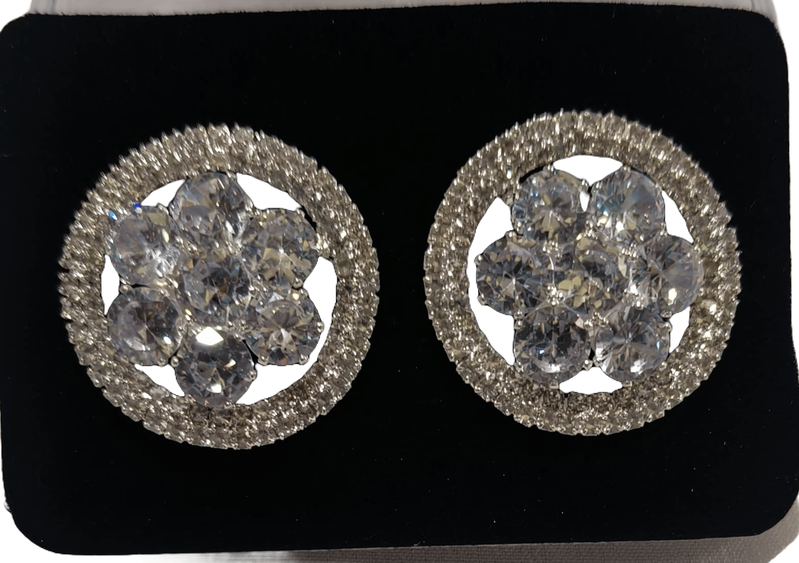 Round Cubic Zirconia Flower Earrings