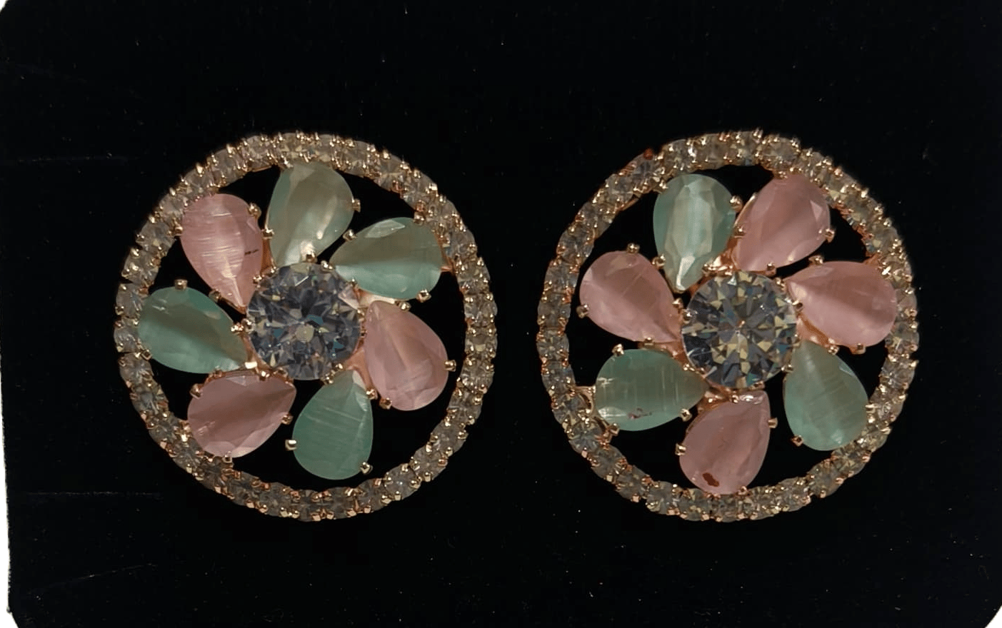 Round Cubic Zirconia Flower Earrings