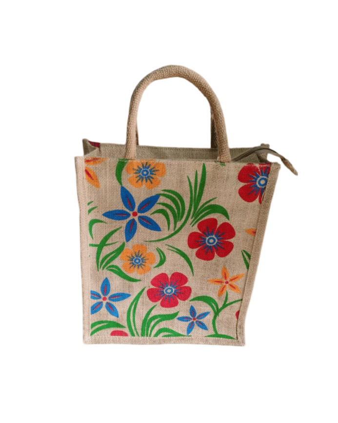 Floral Printed Jute Bag