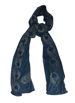 Women's Lightweight Floral Rhinestone Embellished Soft Scarf Shawl Wrap