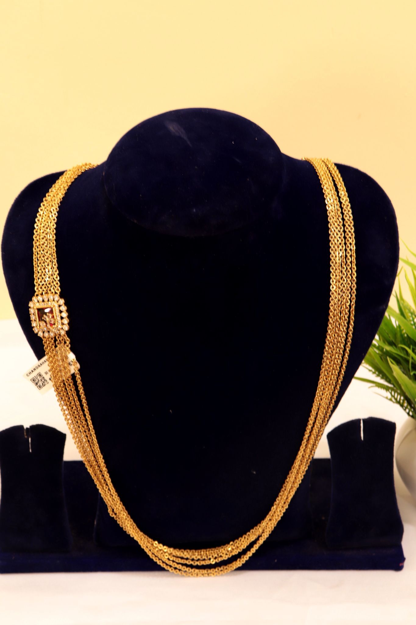 Bridal Gold Plated Long Haram Necklace Set With Earrings For Women