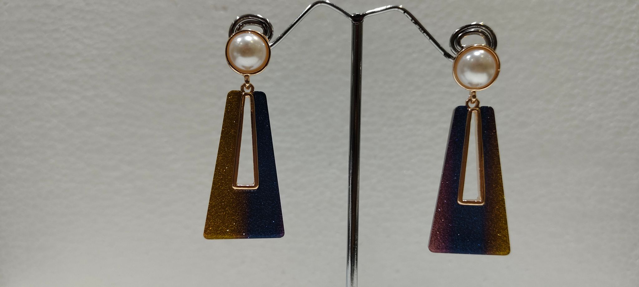 Elegant Pearl and Geometric Drop Earrings