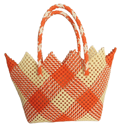 Orange and White Handbag
