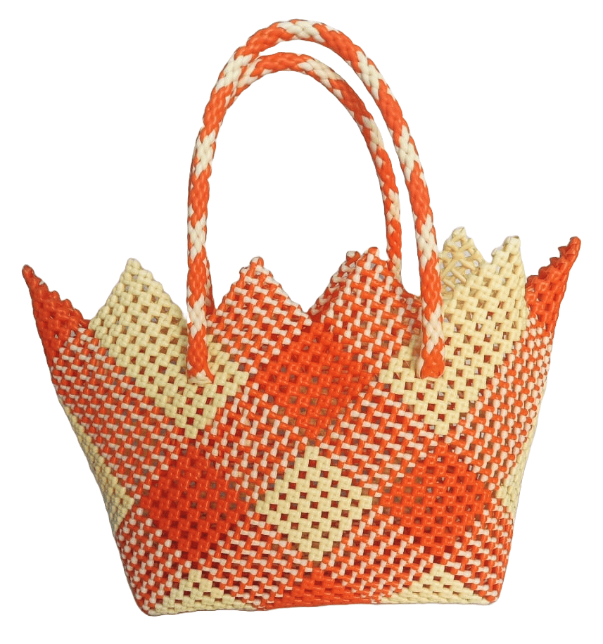 Orange and White Handbag