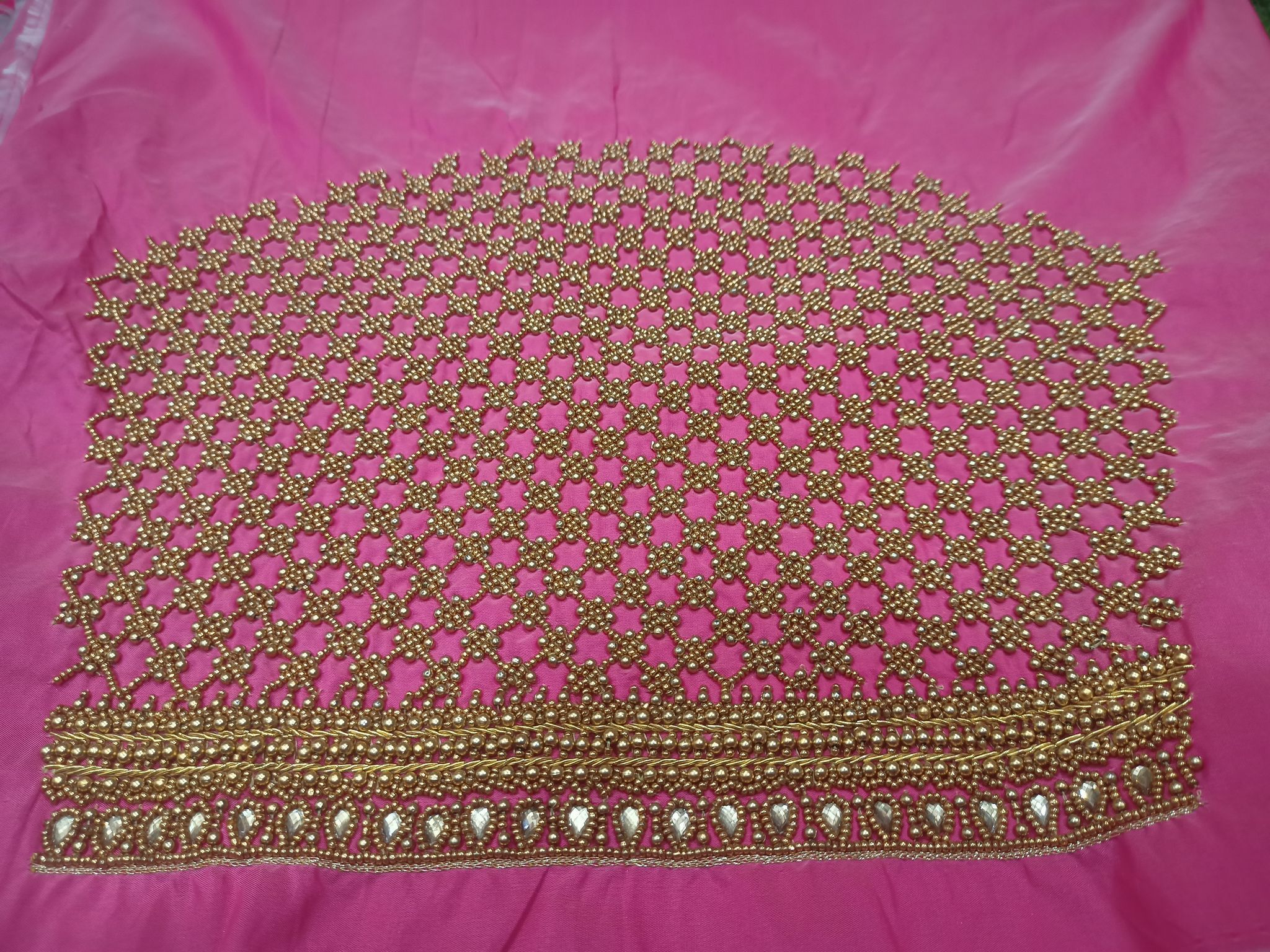 Embroidered Blouse Neckline with Beads and Pearls