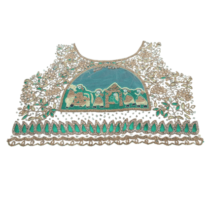 Hand Embroidered Georgette Blouse Piece with Zardosi and Beadwork