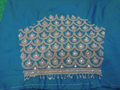 Hand Embroidered Blouse Neck Design With Stone And Pearl Work Hand Embroidered Blouse Neck Design With Stone And Pearl Work
