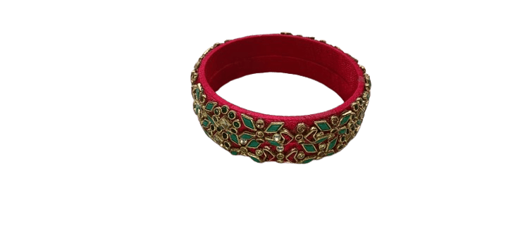 Pink and Blue Bangle Set with Rhinestones