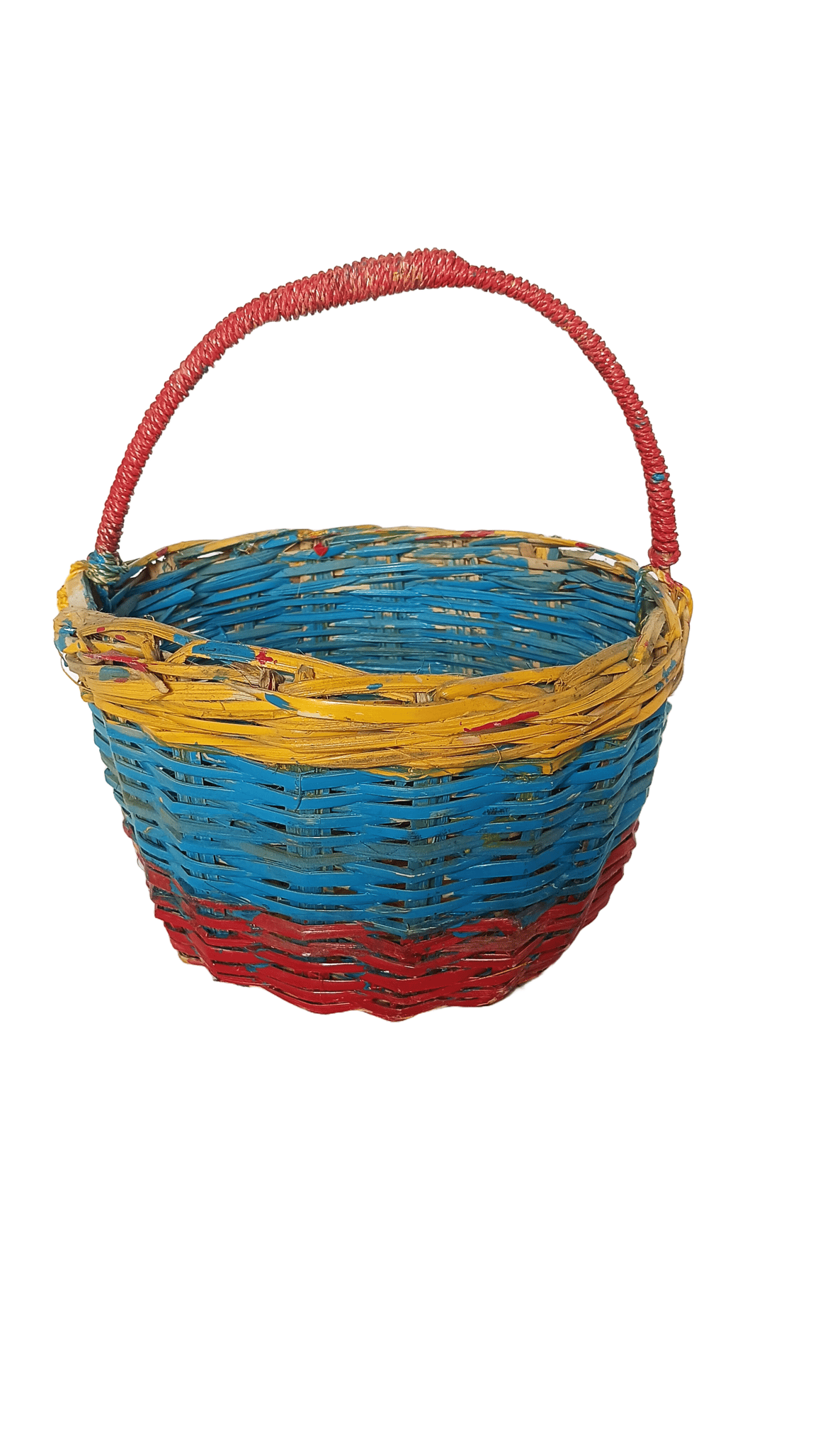 Colorful Handwoven Wicker Basket with Handle