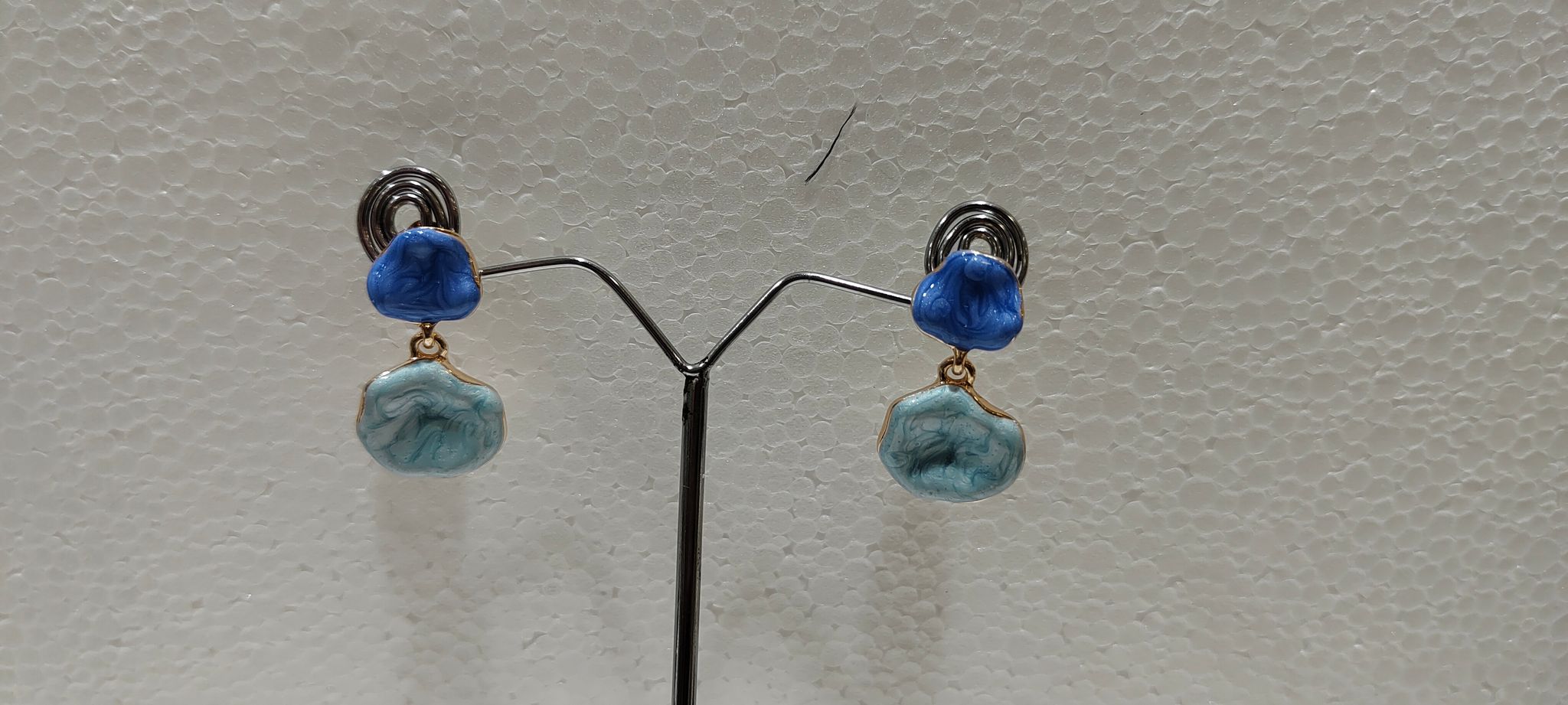 Blue and White Drop Earrings