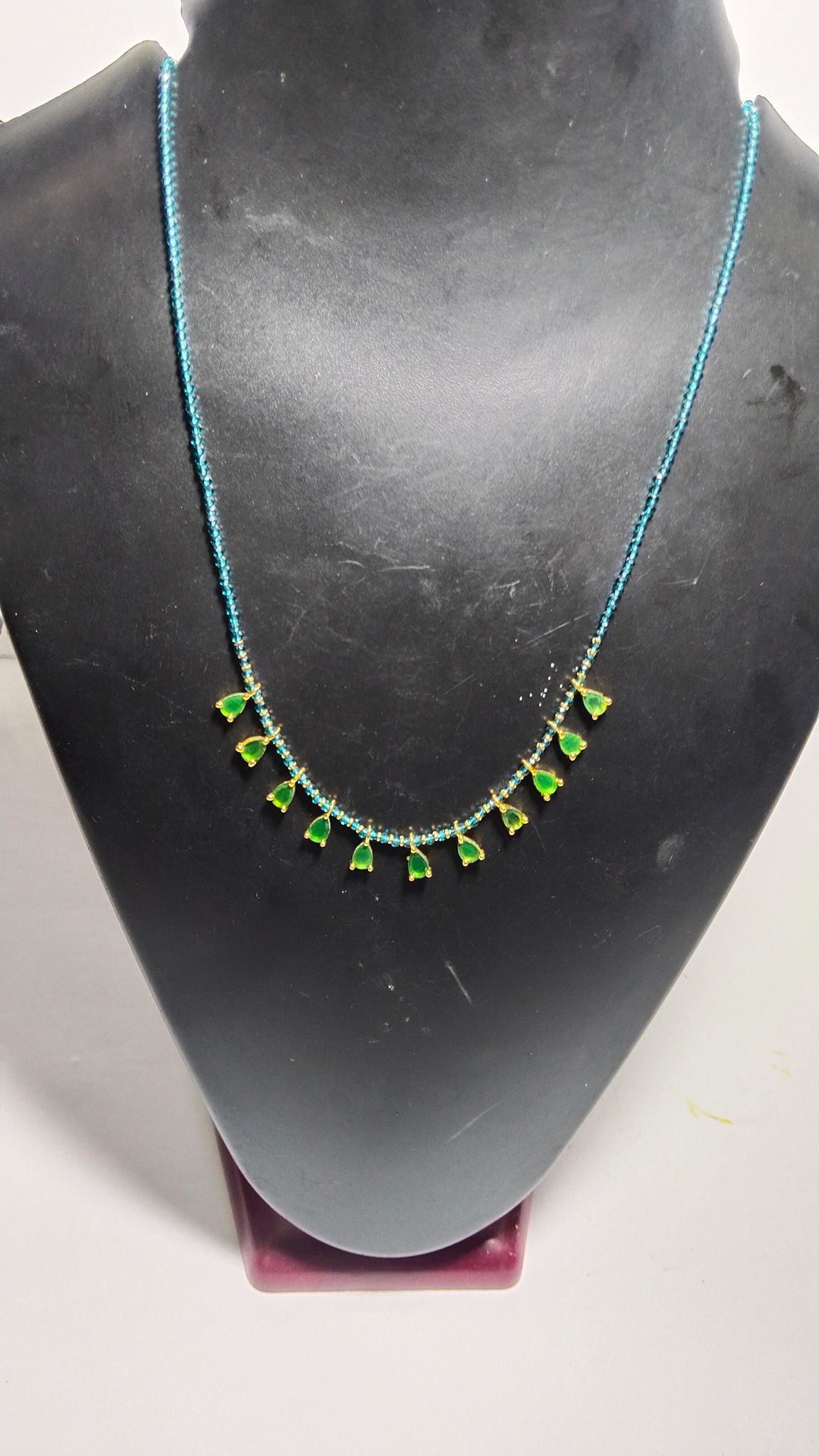 Gold Plated Green Stone Necklace