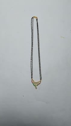 22K Gold Mangalsutra with Black Beads and Stones for Women
