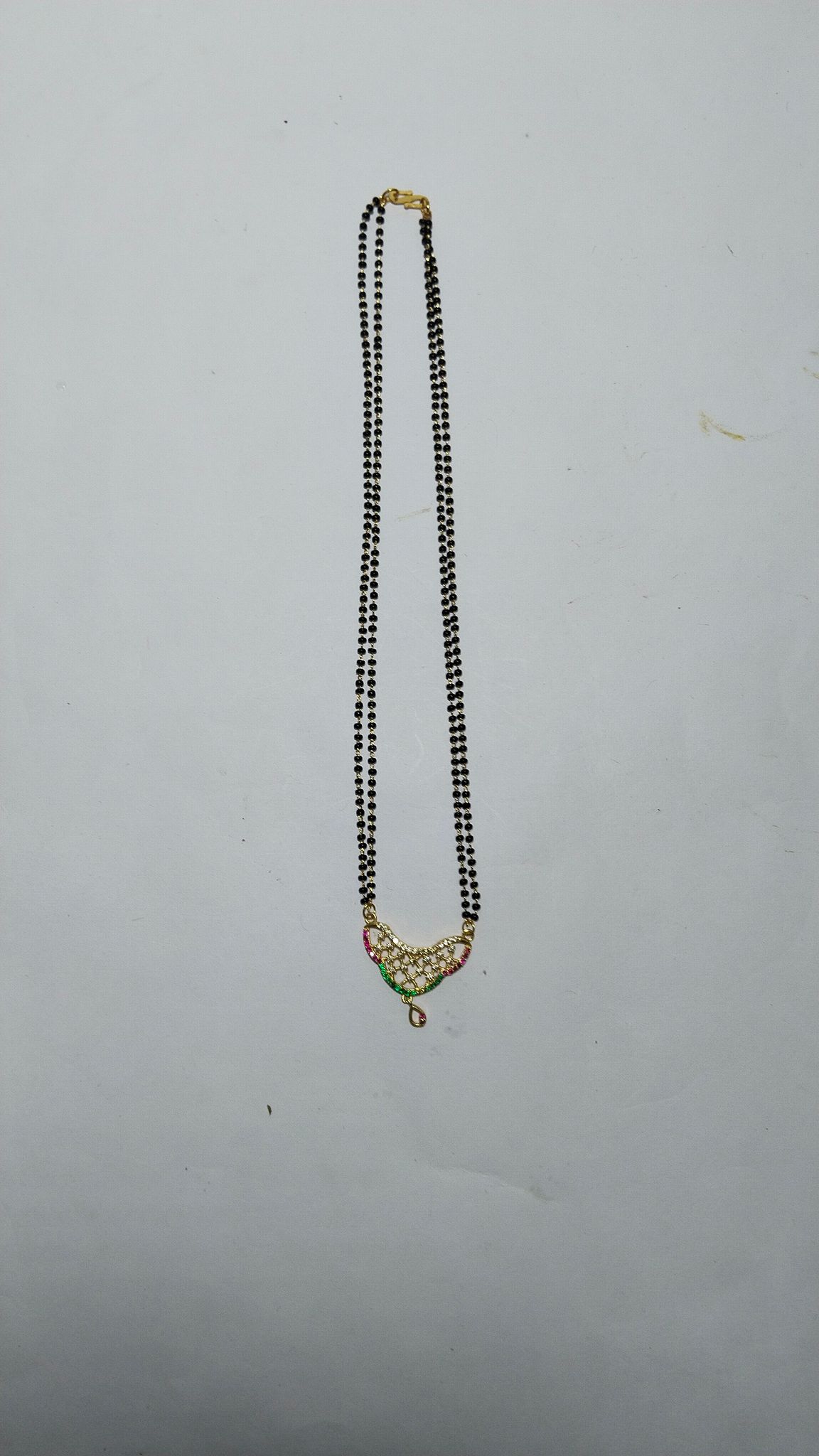 22K Gold Mangalsutra with Black Beads and Stones for Women