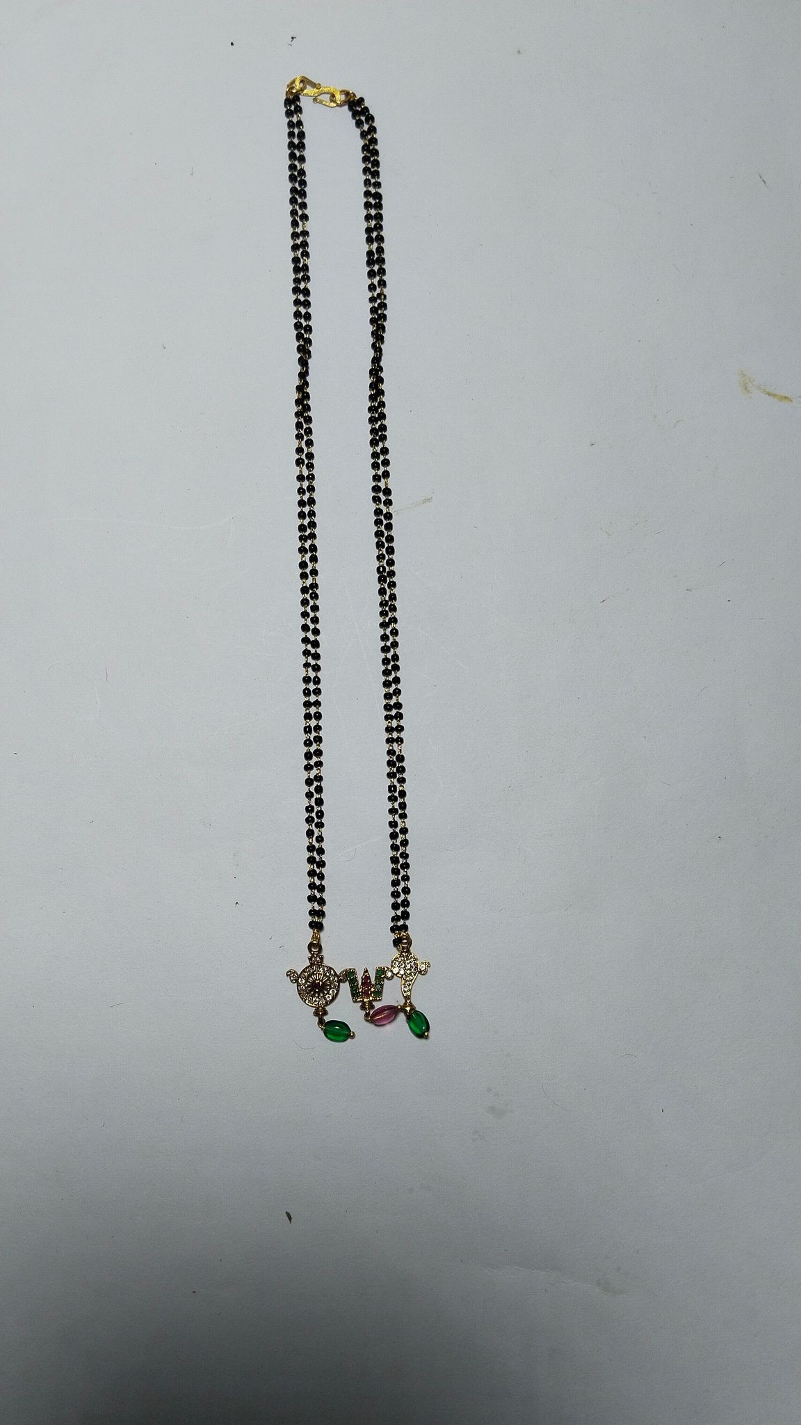22K Gold Mangalsutra with Black Beads and Om Pendant