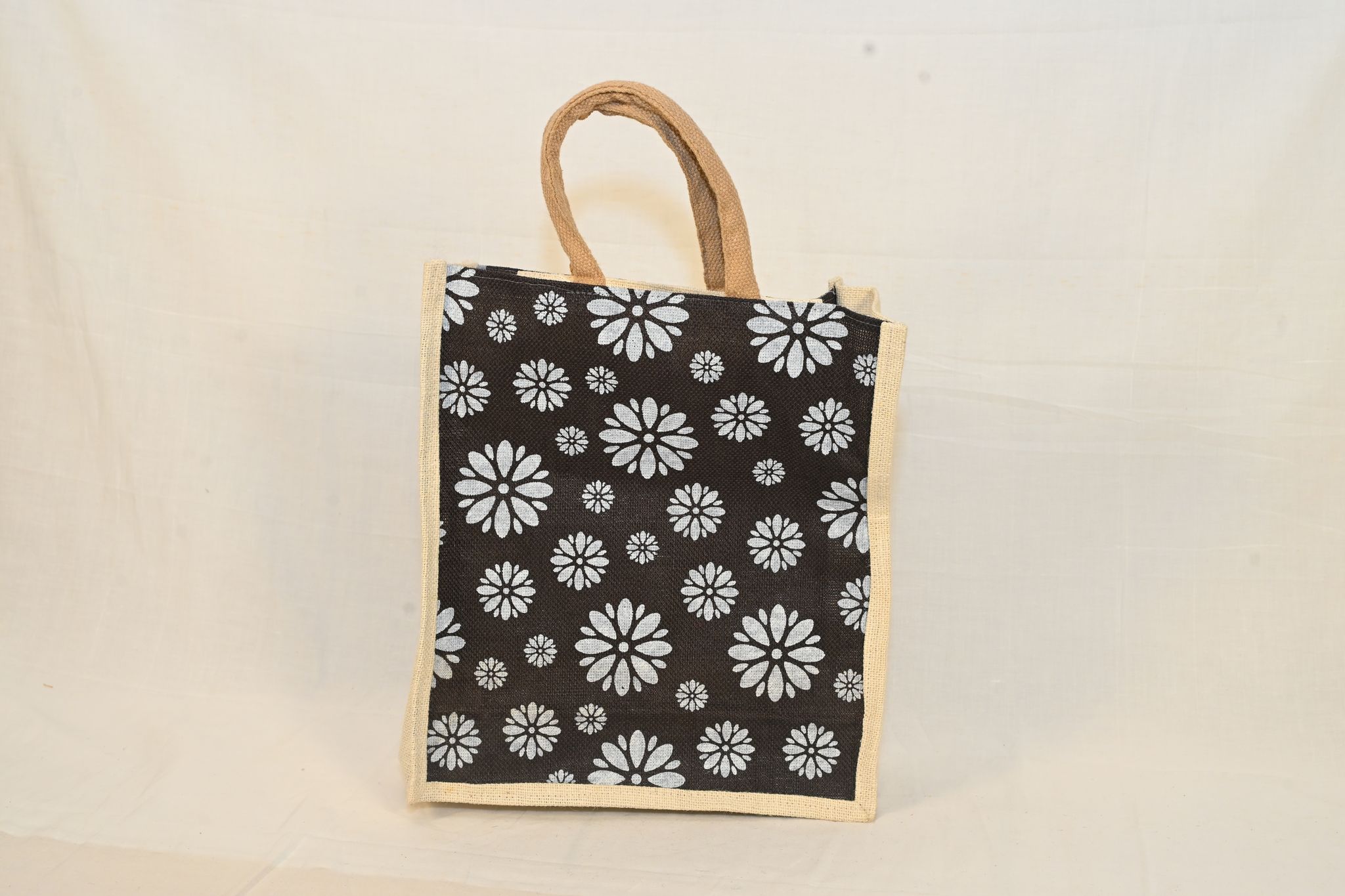 Floral Printed Jute Bag with Handles