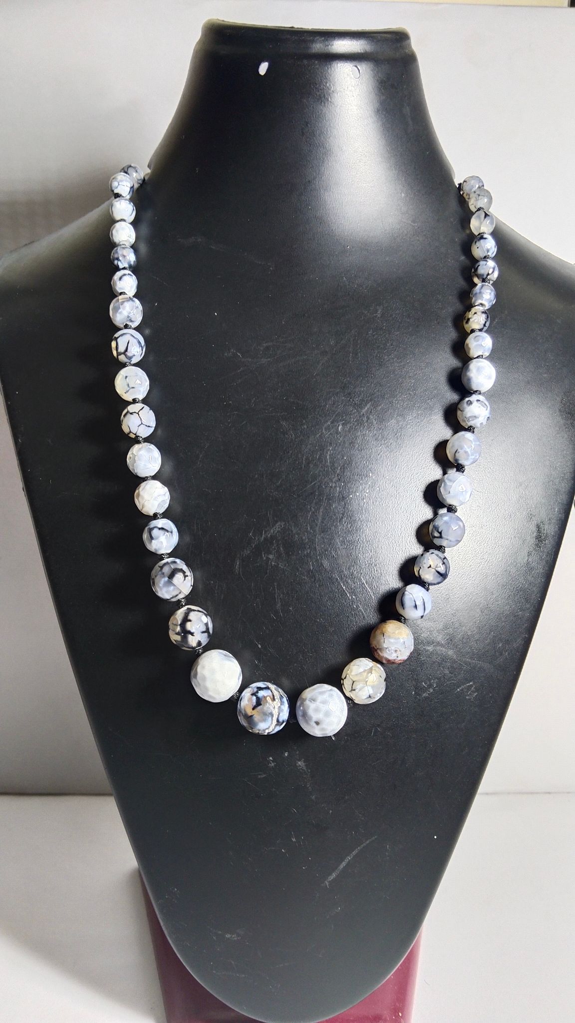 Unisex Natural Stone Round Beads Necklace