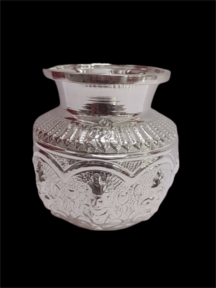 Pure German Silver Ashtalakshmi Kalash (4 inch)