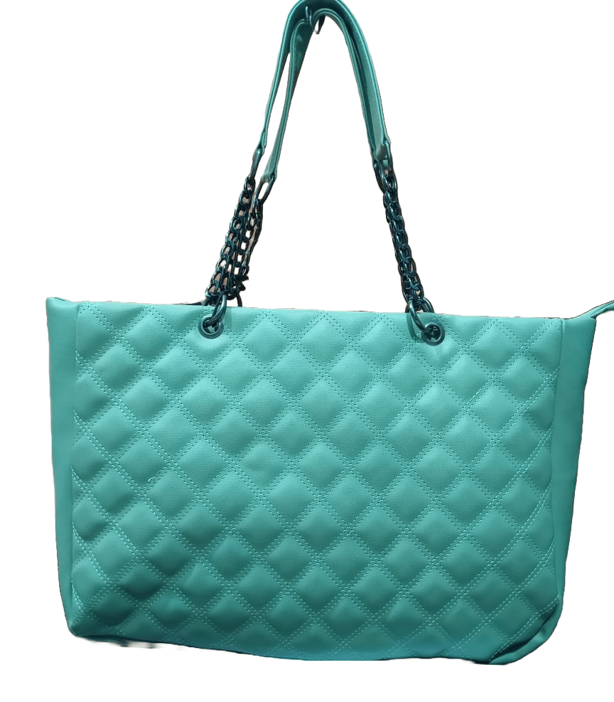 Quilted Faux Leather Chain Strap Tote Bag