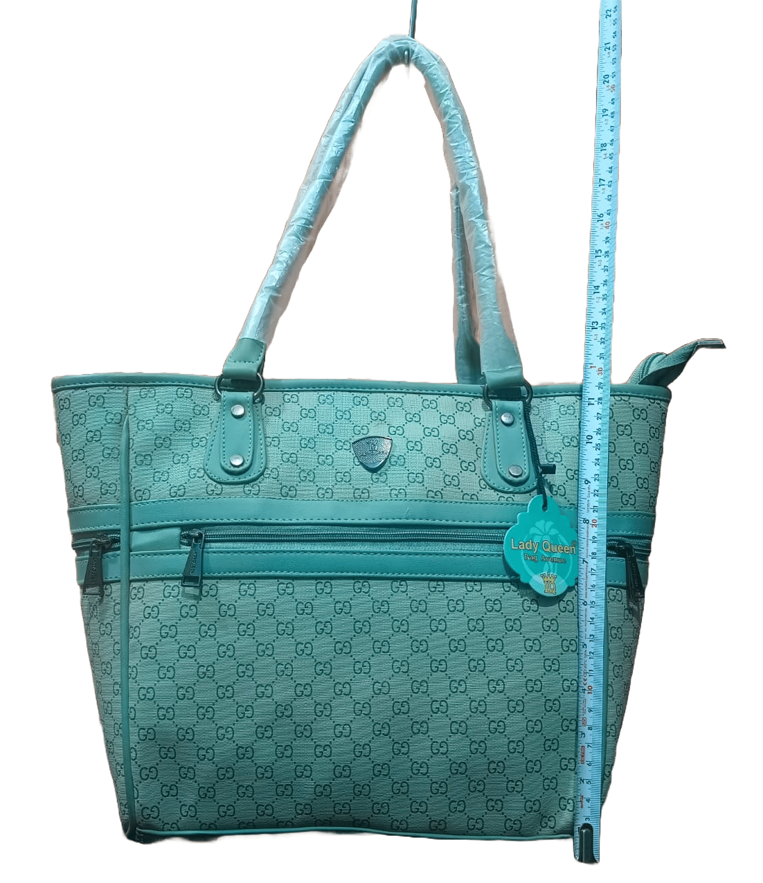 sky blue and White Designer Handbag
