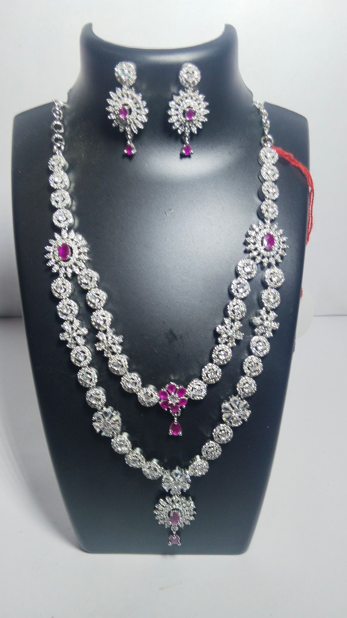 American Diamond Necklace Set With Earrings For Women