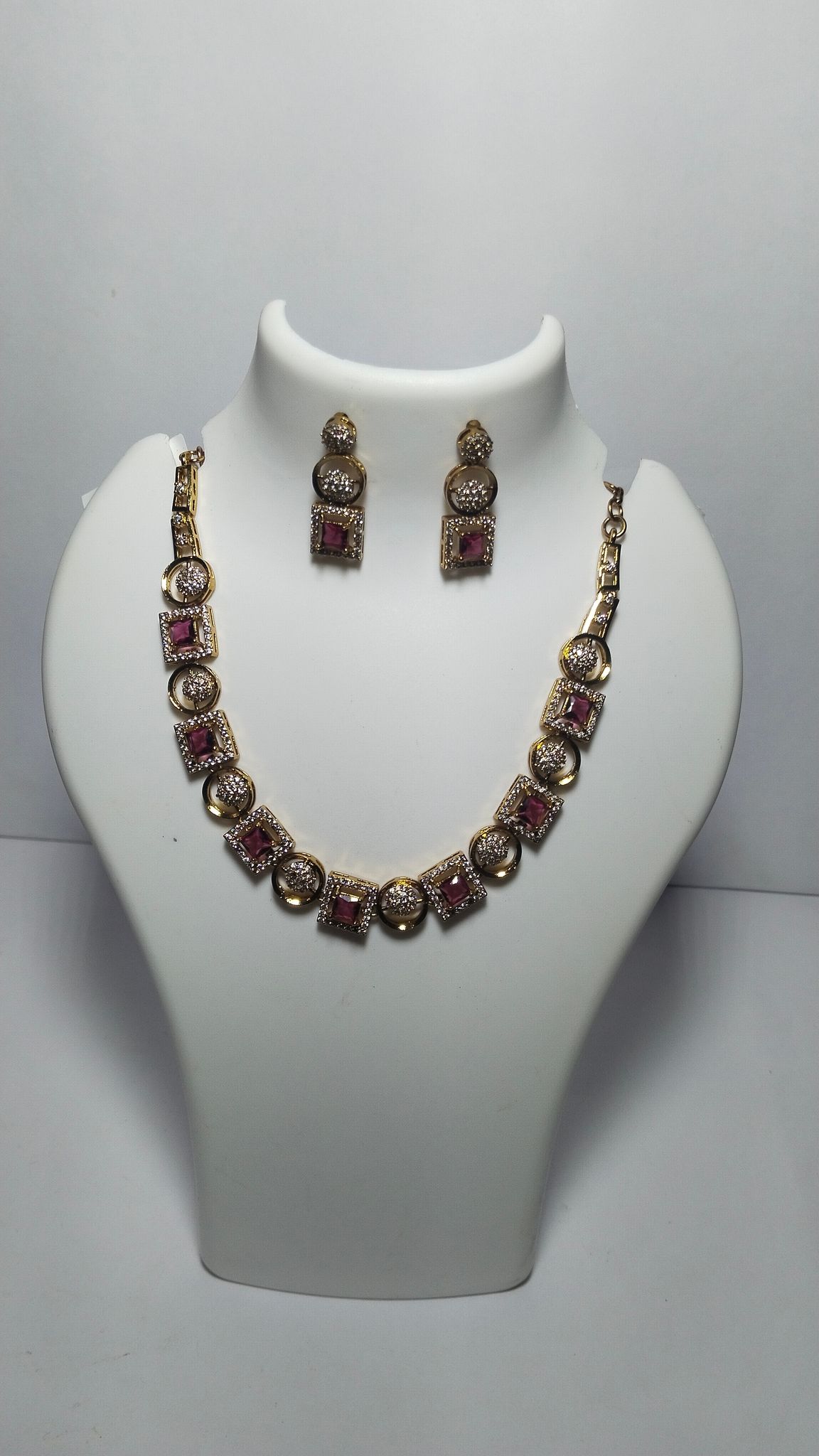 "Stunning Cubic Zirconia Necklace and Earring Set"