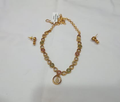 American Diamond Necklace Set With Earrings For Women