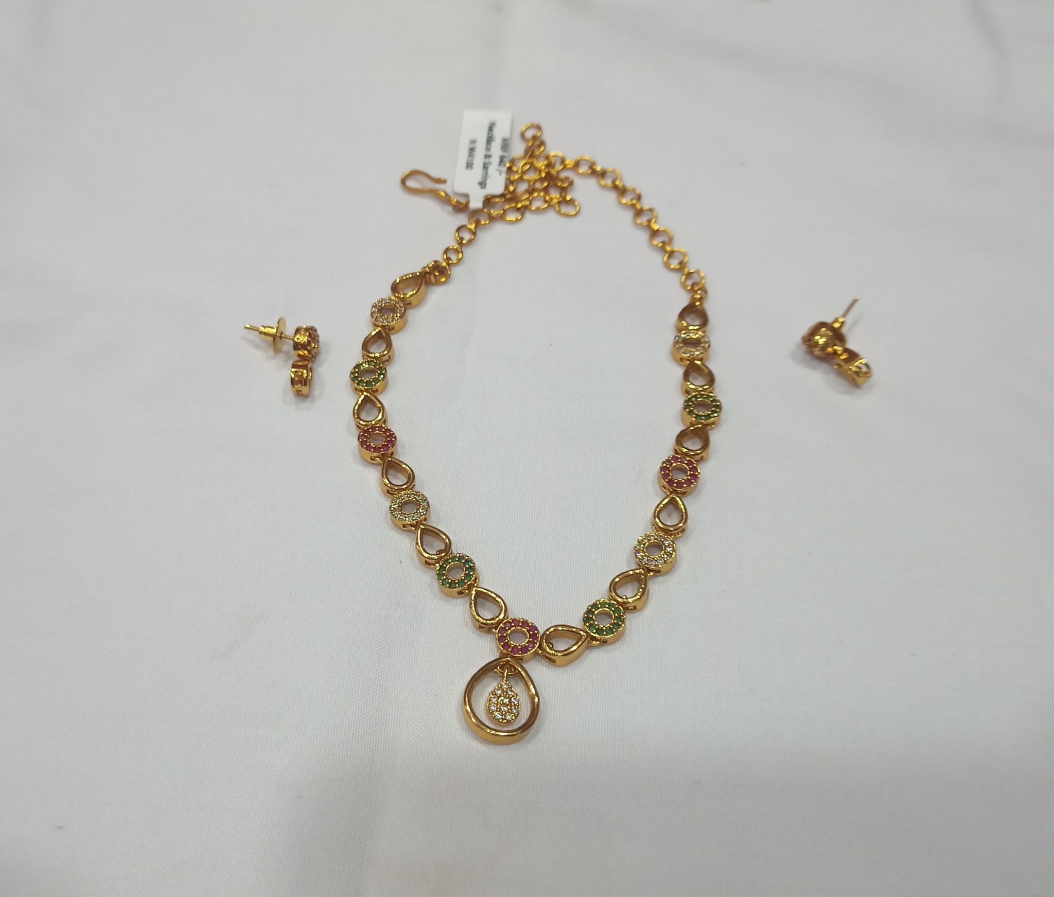 American Diamond Necklace Set With Earrings For Women