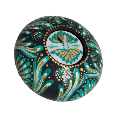 Hand painted wooden tealight candle holder
