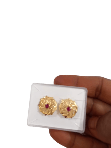 Gold Plated Kundan and Pearl Stud Earrings