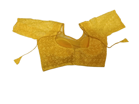 NLR RUAL Yellow Embroidered Cotton Saree Blouse