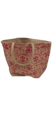 Floral Printed Jute Tote Bag with Double Handles