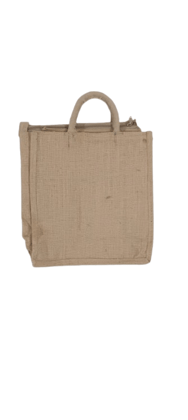 BUCHI Jute tote bag with zipper closure