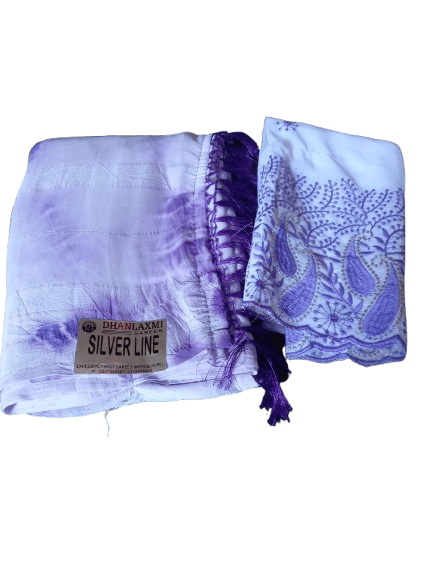 Women's Traditional Indian Saree with Blouse Piece, Purple