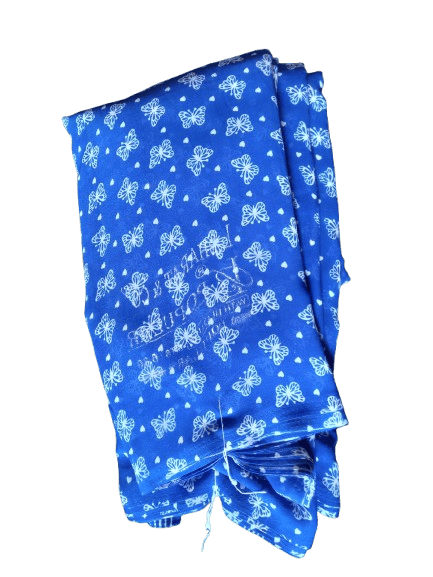 Blue Butterfly Georgette Saree With Blouse Piece