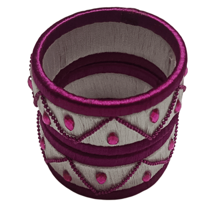 Beautiful Silk Thread Bangles With Stone Work - 2-4 size