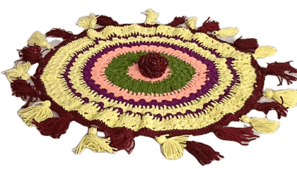 Handmade Crochet Round Rug with Tassels Handmade Crochet Round Rug with Tassels
