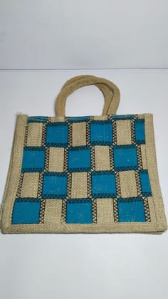 Handwoven Checkered Jute Tote Bag with Double Handles Handwoven Checkered Jute Tote Bag with Double Handles
