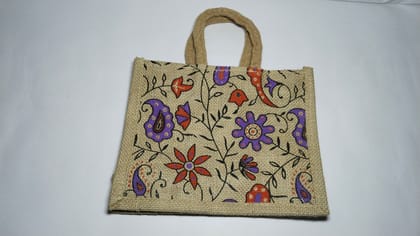 Floral Print Jute Bag Floral Print Jute Bag
