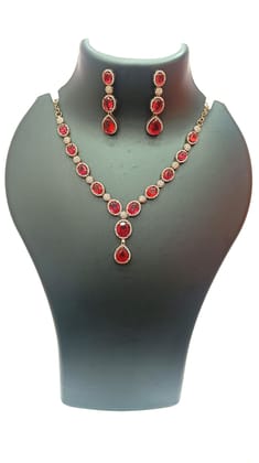 Ruby and Diamond Necklace Set in Gold Model