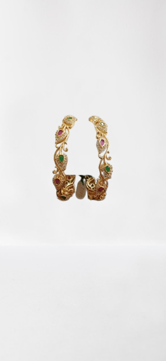 Gold Plated Peacock Design Bangle Set
