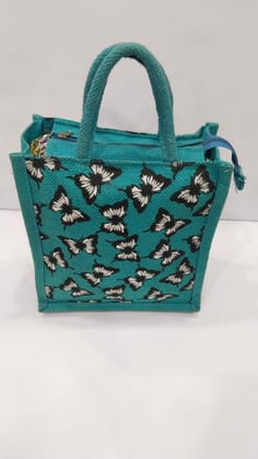 Blue butterfly jute tote bag Blue butterfly jute tote bag