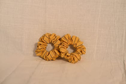 3 Pack of Mustard Yellow Striped Hair Scrunchies