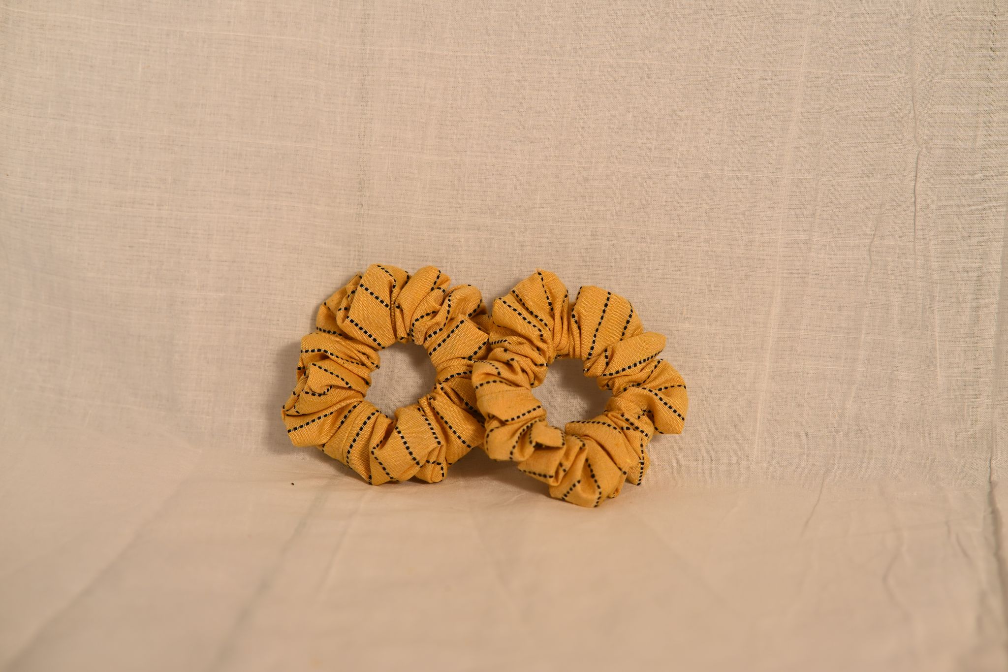 3 Pack of Mustard Yellow Striped Hair Scrunchies