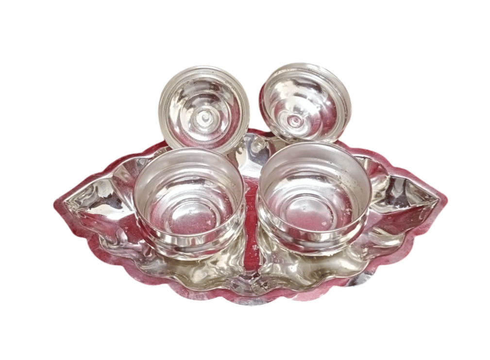 German Silver-Plated 2-Bowl Set with Lids (7 inch)