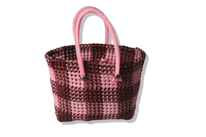 Beaded Handbag with Pink Handles
